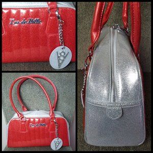 Vintage Repro Lux De Ville V8 Red & Silver Sparkle Handbag